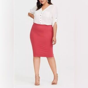 Torrid Coral Pencil Ponte Skirt